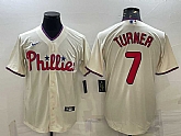 Men's Philadelphia Phillies #7 Trea Turner Cream Cool Base Stitched Baseball Jersey,baseball caps,new era cap wholesale,wholesale hats